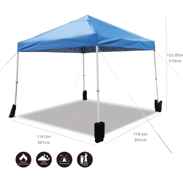 Amazon Basics Outdoor Pop Up Canopy 10 ft x 10 ft with 4pk Weight Wheeled Carry Bag WhiteOnePush Pop Up Blue