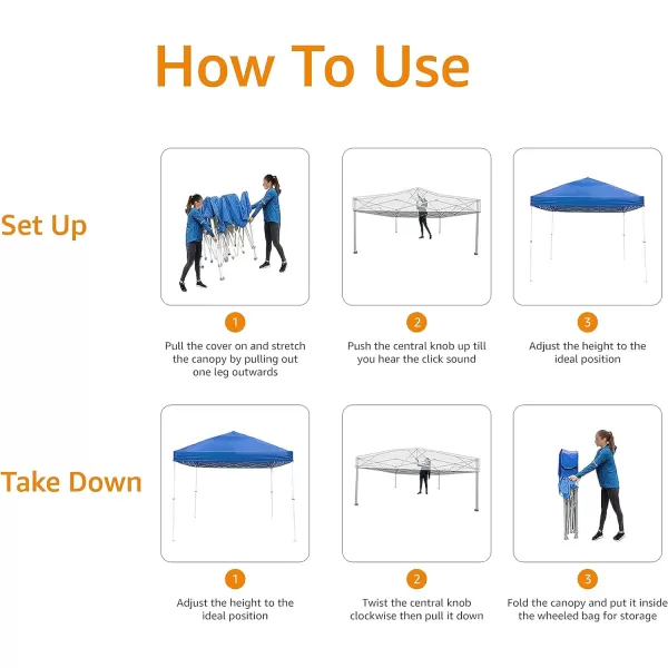 Amazon Basics Outdoor Pop Up Canopy 10 ft x 10 ft with 4pk Weight Wheeled Carry Bag WhiteOnePush Pop Up Blue