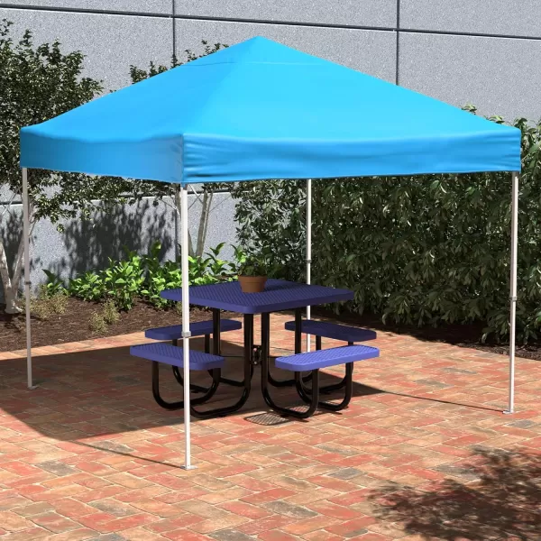 Amazon Basics Outdoor Pop Up Canopy 10 ft x 10 ft with 4pk Weight Wheeled Carry Bag WhiteOnePush Pop Up Blue