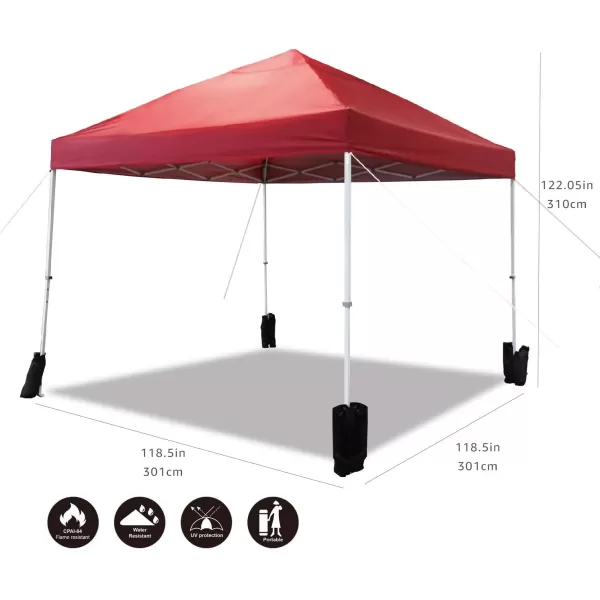 Amazon Basics Outdoor Pop Up Canopy 10 ft x 10 ft with 4pk Weight Wheeled Carry Bag WhiteOnePush Pop Up Red