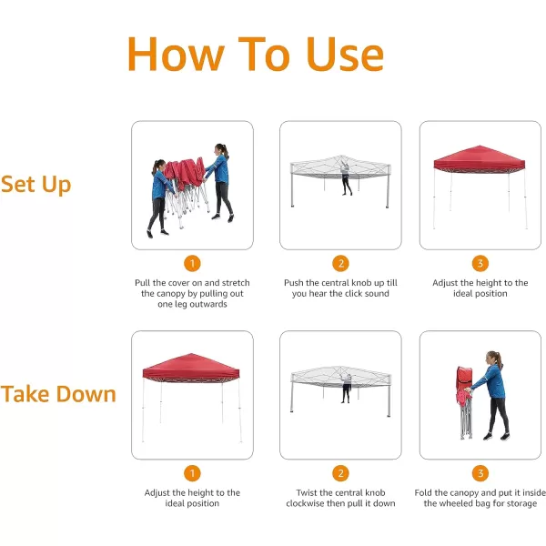 Amazon Basics Outdoor Pop Up Canopy 10 ft x 10 ft with 4pk Weight Wheeled Carry Bag WhiteOnePush Pop Up Red