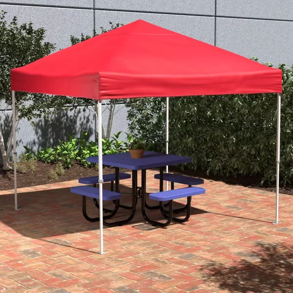 Amazon Basics Outdoor Pop Up Canopy 10 ft x 10 ft with 4pk Weight Wheeled Carry Bag WhiteOnePush Pop Up Red