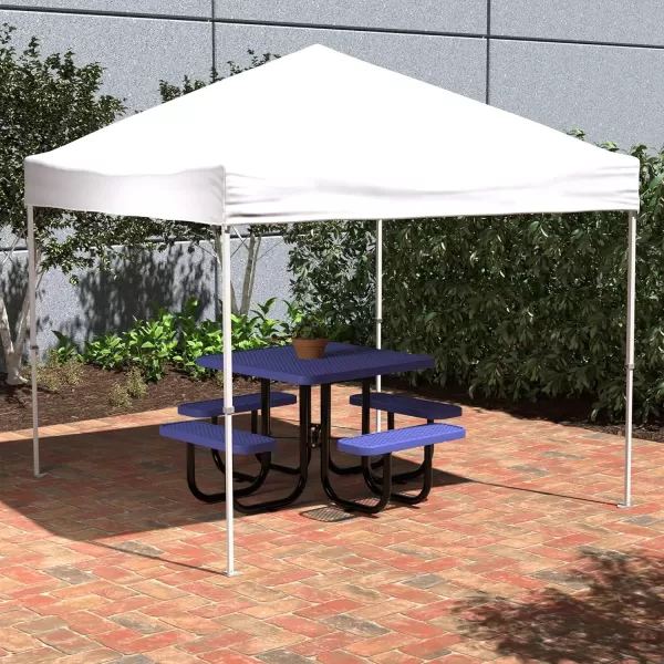 Amazon Basics Outdoor Pop Up Canopy 10 ft x 10 ft with 4pk Weight Wheeled Carry Bag WhiteOnePush Pop Up White