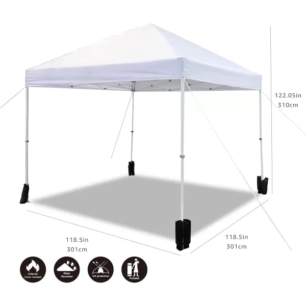 Amazon Basics Outdoor Pop Up Canopy 10 ft x 10 ft with 4pk Weight Wheeled Carry Bag WhiteOnePush Pop Up White