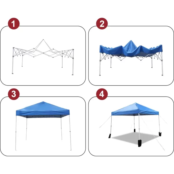 Amazon Basics Outdoor Pop Up Canopy 10 ft x 10 ft with 4pk Weight Wheeled Carry Bag WhitePop Up Blue