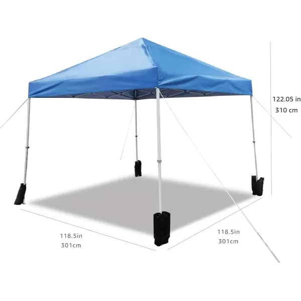 Amazon Basics Outdoor Pop Up Canopy 10 ft x 10 ft with 4pk Weight Wheeled Carry Bag WhitePop Up Blue
