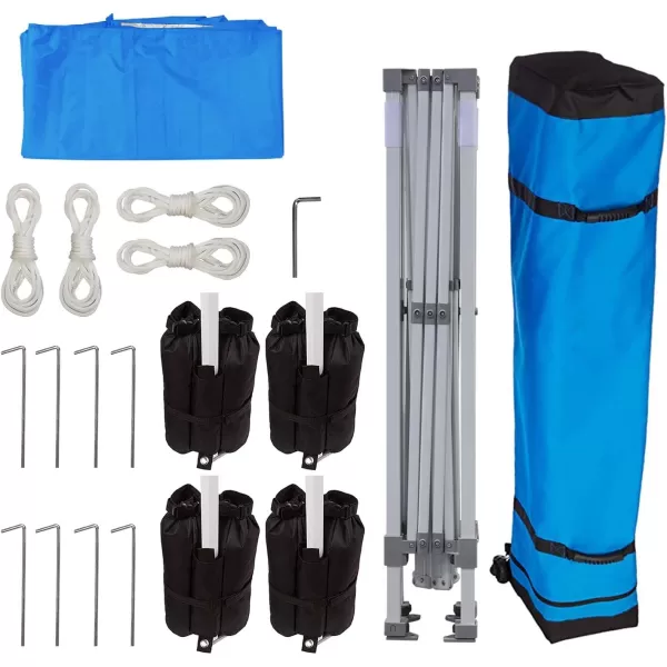 Amazon Basics Outdoor Pop Up Canopy 10 ft x 10 ft with 4pk Weight Wheeled Carry Bag WhitePop Up Blue