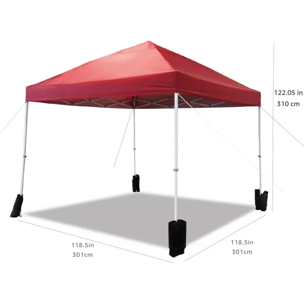 Amazon Basics Outdoor Pop Up Canopy 10 ft x 10 ft with 4pk Weight Wheeled Carry Bag WhitePop Up Red