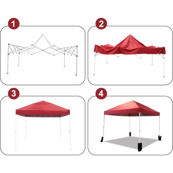 Amazon Basics Outdoor Pop Up Canopy 10 ft x 10 ft with 4pk Weight Wheeled Carry Bag WhitePop Up Red