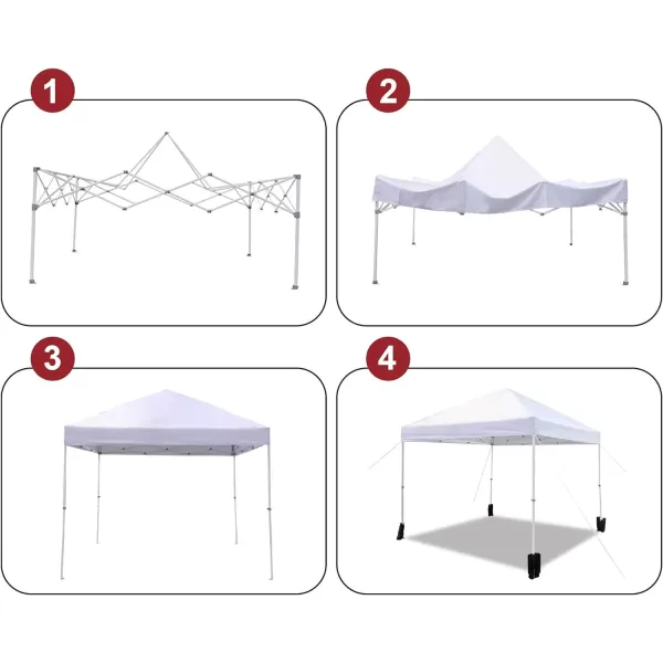 Amazon Basics Outdoor Pop Up Canopy 10 ft x 10 ft with 4pk Weight Wheeled Carry Bag WhitePop Up White