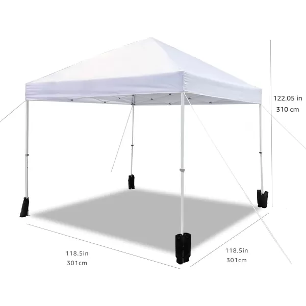 Amazon Basics Outdoor Pop Up Canopy 10 ft x 10 ft with 4pk Weight Wheeled Carry Bag WhitePop Up White