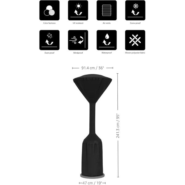Amazon Basics Outdoor Round Stand Up Patio Heater Cover BlackBlack Round