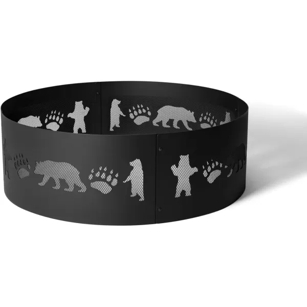 Amazon Basics Outdoor Round Steel Fire Ring  36Inch Star and Moon Design BlackBear