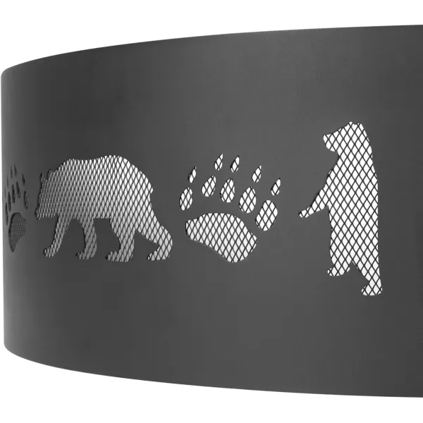 Amazon Basics Outdoor Round Steel Fire Ring  36Inch Star and Moon Design BlackBear