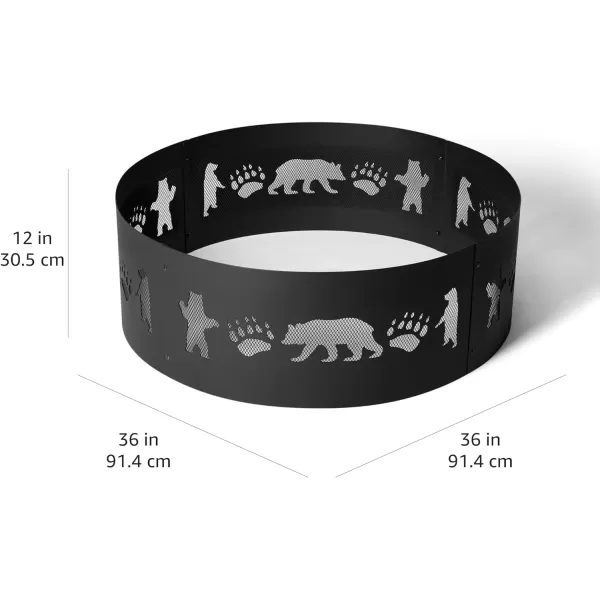 Amazon Basics Outdoor Round Steel Fire Ring  36Inch Star and Moon Design BlackBear