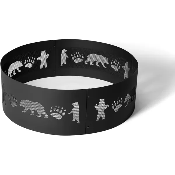 Amazon Basics Outdoor Round Steel Fire Ring  36Inch Star and Moon Design BlackBear