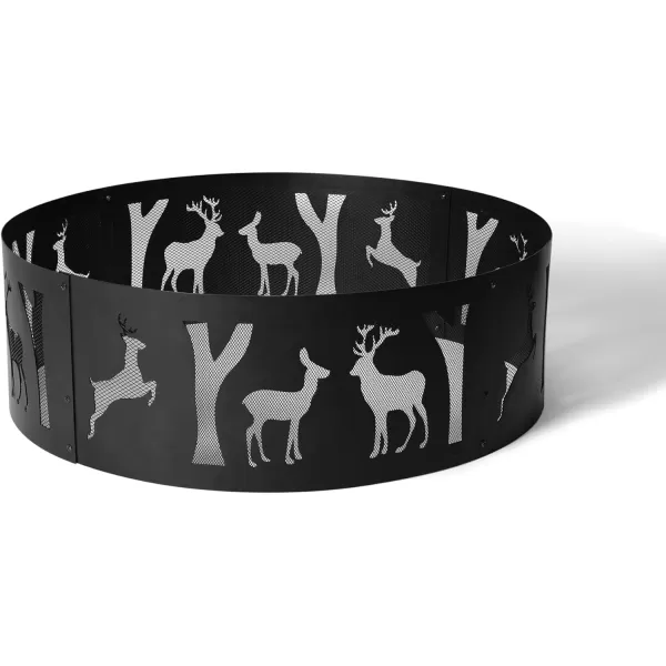 Amazon Basics Outdoor Round Steel Fire Ring  36Inch Star and Moon Design BlackDeer