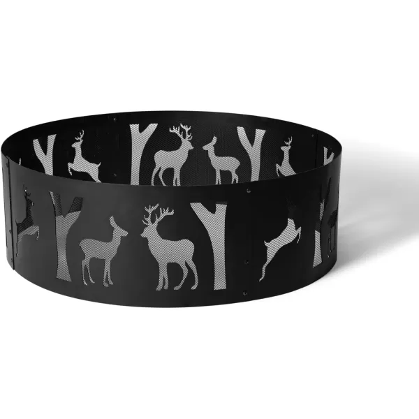 Amazon Basics Outdoor Round Steel Fire Ring  36Inch Star and Moon Design BlackDeer