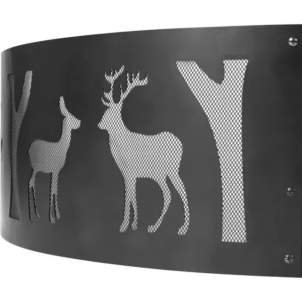 Amazon Basics Outdoor Round Steel Fire Ring  36Inch Star and Moon Design BlackDeer