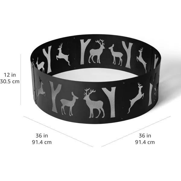 Amazon Basics Outdoor Round Steel Fire Ring  36Inch Star and Moon Design BlackDeer