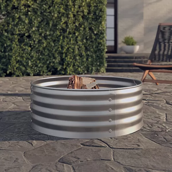 Amazon Basics Outdoor Round Steel Fire Ring  36Inch Star and Moon Design BlackGalvanized