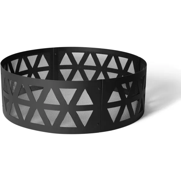Amazon Basics Outdoor Round Steel Fire Ring  36Inch Star and Moon Design BlackLattice