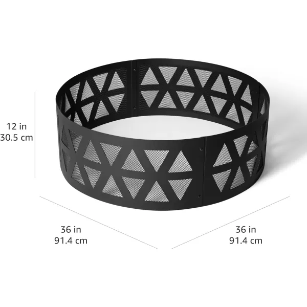 Amazon Basics Outdoor Round Steel Fire Ring  36Inch Star and Moon Design BlackLattice