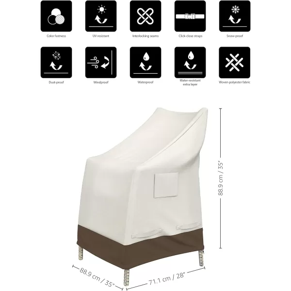 Amazon Basics Outdoor StackableChair Patio Furniture Cover Beige  TanBeige  Tan 1Pack High Back Chair