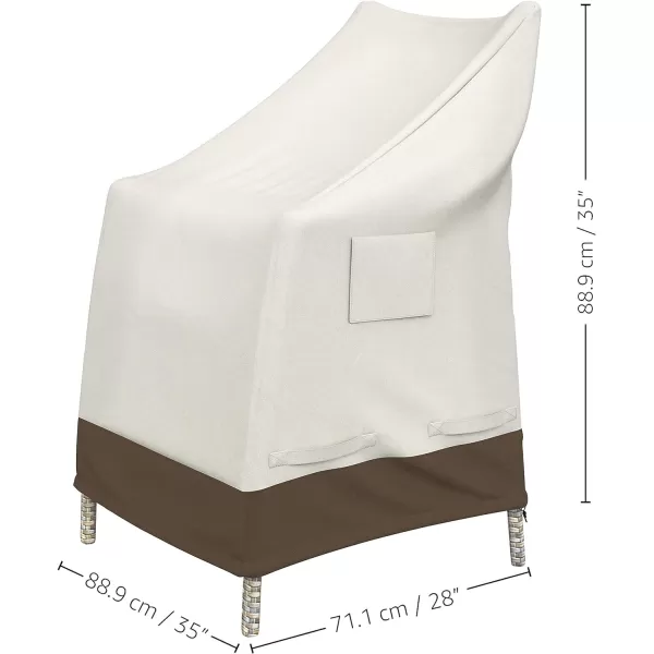 Amazon Basics Outdoor StackableChair Patio Furniture Cover Beige  TanBeige  Tan 1Pack High Back Chair