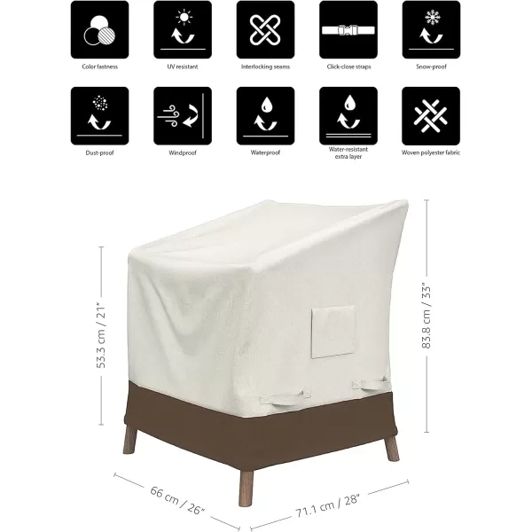 Amazon Basics Outdoor StackableChair Patio Furniture Cover Beige  TanBeige  Tan 2Pack Dining Arm Chair