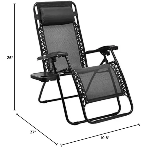 Amazon Basics Outdoor Textilene Adjustable Zero Gravity Folding Reclining 3Piece Lounge Chair Set with Side Table Blue pack of 2Black