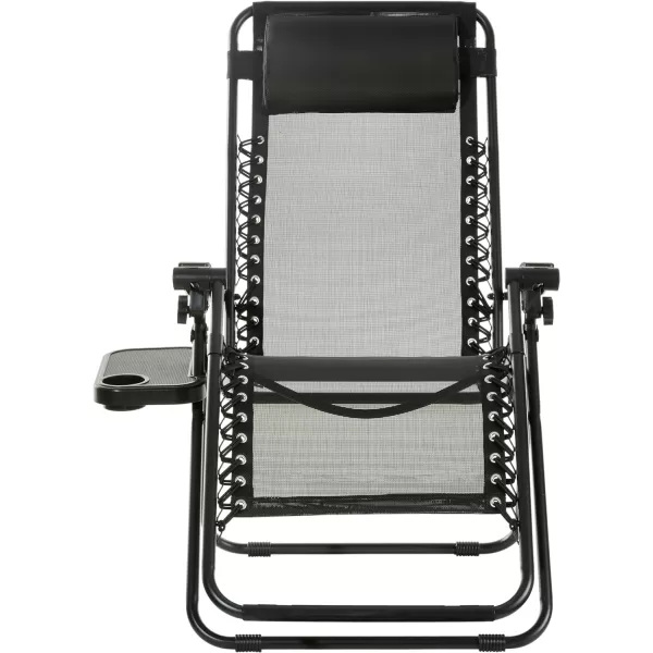 Amazon Basics Outdoor Textilene Adjustable Zero Gravity Folding Reclining 3Piece Lounge Chair Set with Side Table Blue pack of 2Black
