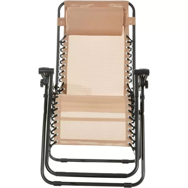 Amazon Basics Outdoor Textilene Adjustable Zero Gravity Folding Reclining Lounge Chair with Pillow 26 BlackBeige