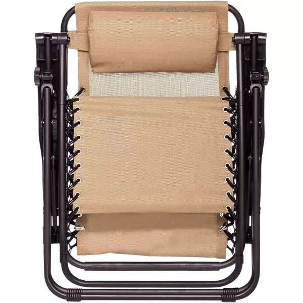 Amazon Basics Outdoor Textilene Adjustable Zero Gravity Folding Reclining Lounge Chair with Pillow 26 BlackBeige