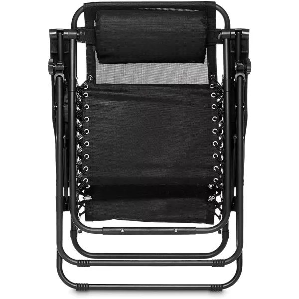 Amazon Basics Outdoor Textilene Adjustable Zero Gravity Folding Reclining Lounge Chair with Pillow 26 BlackBlack