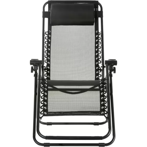 Amazon Basics Outdoor Textilene Adjustable Zero Gravity Folding Reclining Lounge Chair with Pillow 26 BlackBlack