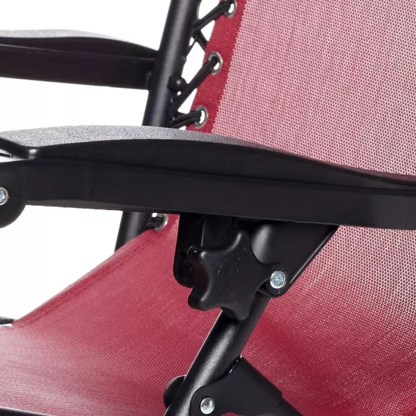 Amazon Basics Outdoor Textilene Adjustable Zero Gravity Folding Reclining Lounge Chair with Pillow 26 BlackBurgundy