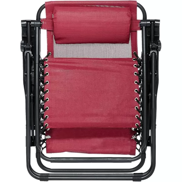 Amazon Basics Outdoor Textilene Adjustable Zero Gravity Folding Reclining Lounge Chair with Pillow 26 BlackBurgundy