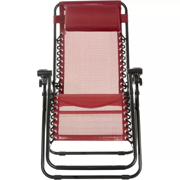 Amazon Basics Outdoor Textilene Adjustable Zero Gravity Folding Reclining Lounge Chair with Pillow 26 BlackBurgundy