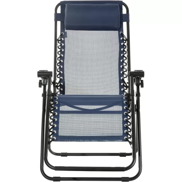 Amazon Basics Outdoor Textilene Adjustable Zero Gravity Folding Reclining Lounge Chair with Pillow 26 BlackNavy Blue