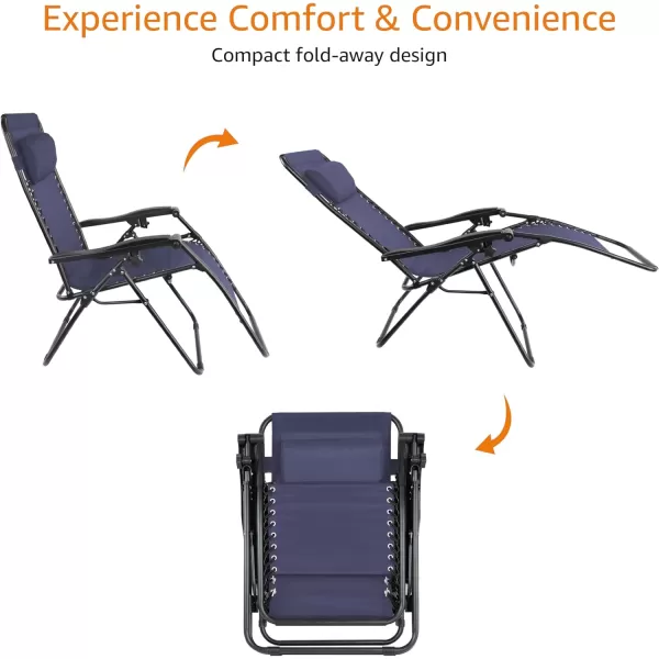 Amazon Basics Outdoor Textilene Adjustable Zero Gravity Folding Reclining Lounge Chair with Pillow 26 BlackNavy Blue