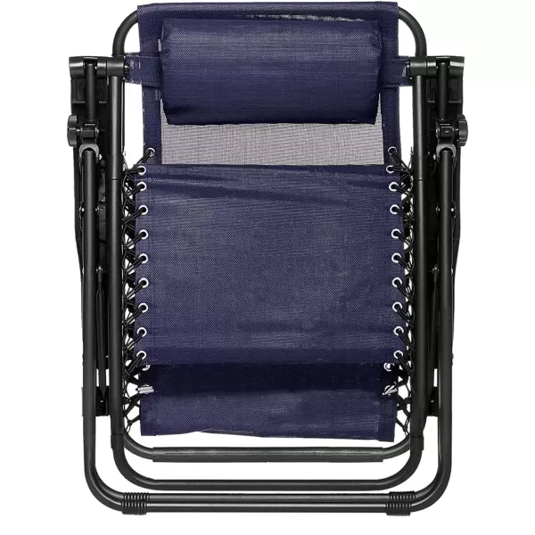 Amazon Basics Outdoor Textilene Adjustable Zero Gravity Folding Reclining Lounge Chair with Pillow 26 BlackNavy Blue