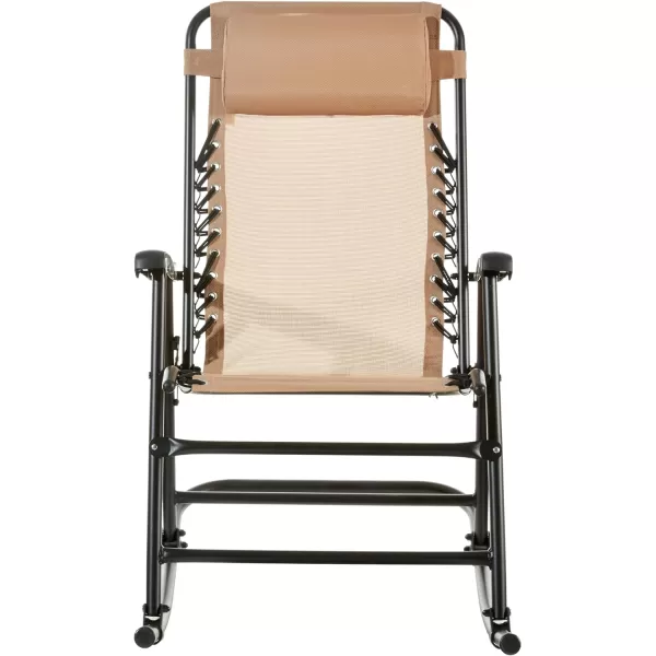 Amazon Basics Outdoor Textilene Zero Gravity Folding Lounge Rocker with Pillow RedBeige Foldable Rocking Chair
