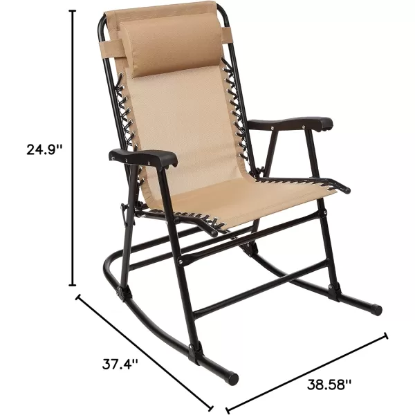 Amazon Basics Outdoor Textilene Zero Gravity Folding Lounge Rocker with Pillow RedBeige Foldable Rocking Chair