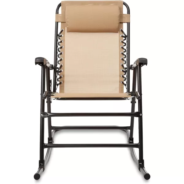 Amazon Basics Outdoor Textilene Zero Gravity Folding Lounge Rocker with Pillow RedBeige Foldable Rocking Chair