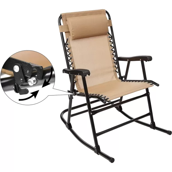 Amazon Basics Outdoor Textilene Zero Gravity Folding Lounge Rocker with Pillow RedBeige Foldable Rocking Chair