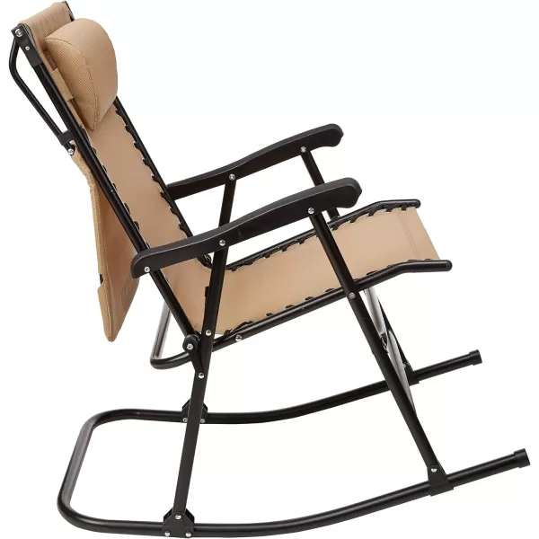 Amazon Basics Outdoor Textilene Zero Gravity Folding Lounge Rocker with Pillow RedBeige Foldable Rocking Chair with Canopy