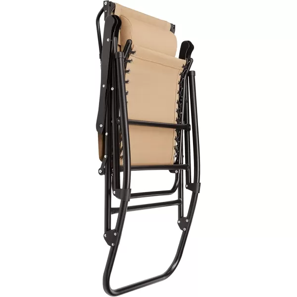 Amazon Basics Outdoor Textilene Zero Gravity Folding Lounge Rocker with Pillow RedBeige Foldable Rocking Chair with Canopy