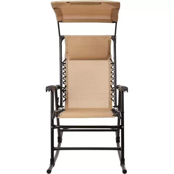 Amazon Basics Outdoor Textilene Zero Gravity Folding Lounge Rocker with Pillow RedBeige Foldable Rocking Chair with Canopy