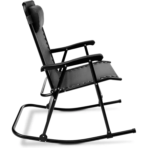 Amazon Basics Outdoor Textilene Zero Gravity Folding Lounge Rocker with Pillow RedBlack Foldable Rocking Chair